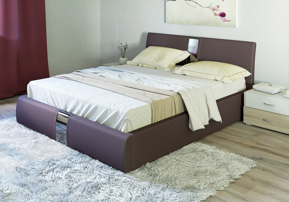 Челси - интерьерная кровать в тёмно-коричневом цвете