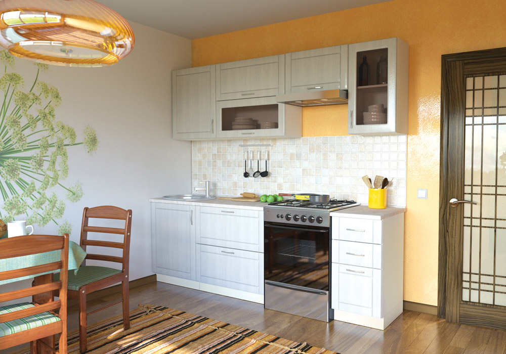 Катрин набор мебели для кухни цвет жемчужный лён/ белое дерево