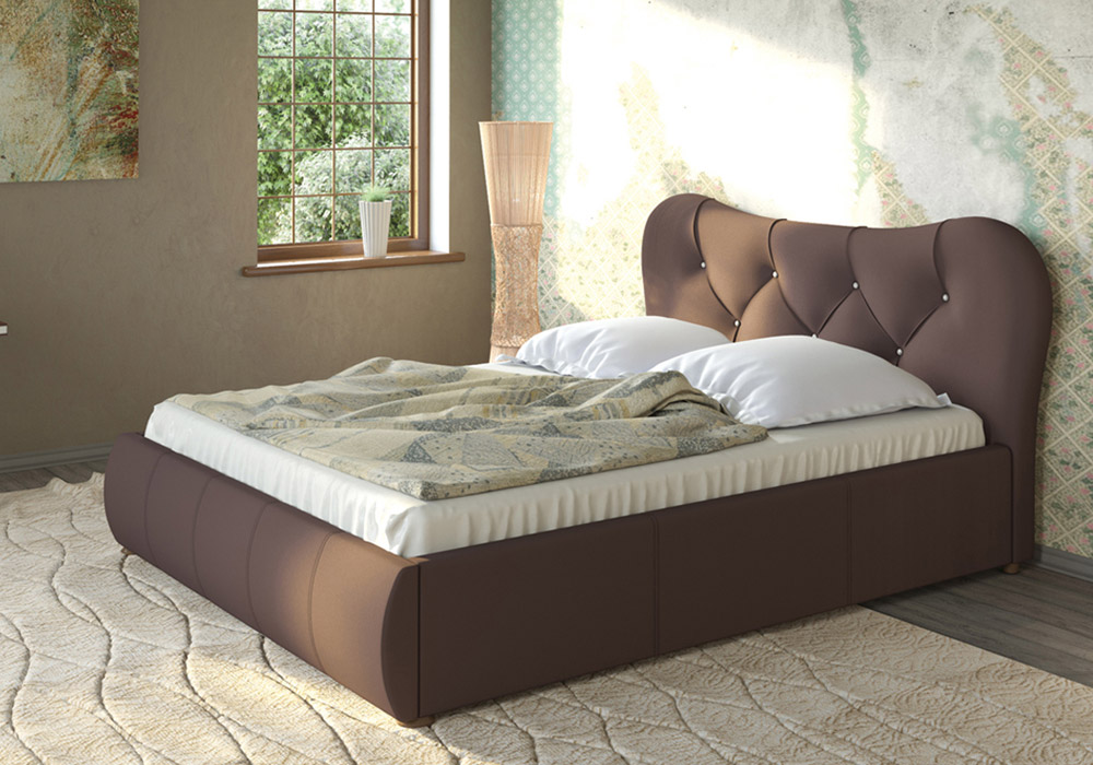 Лавита - интерьерная кровать в тёмно-коричневом цвете