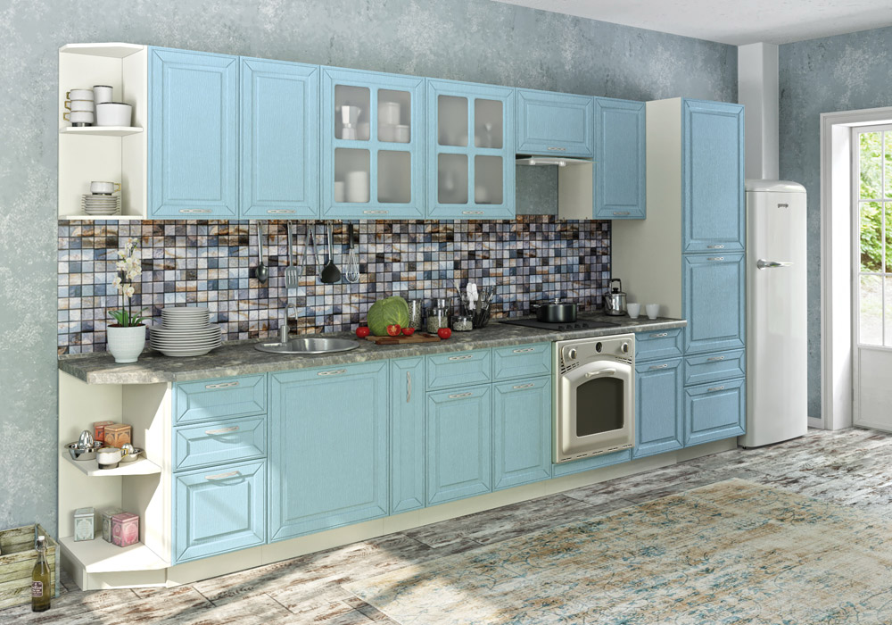 Кухонная система Маргарита в цвете голубая патина