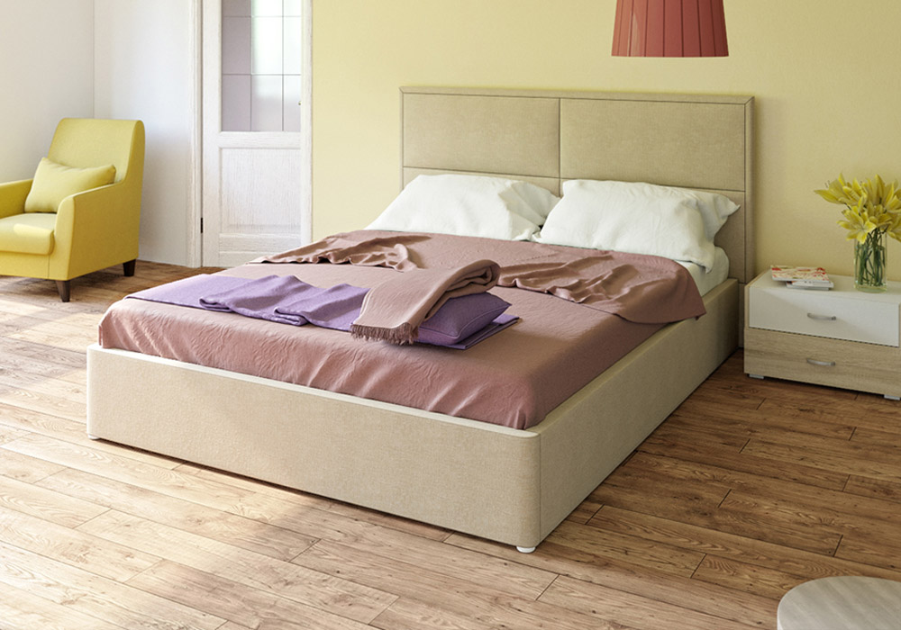 Кровать интерьерная Прага цвет ткани савана кэмел (бежевый)
