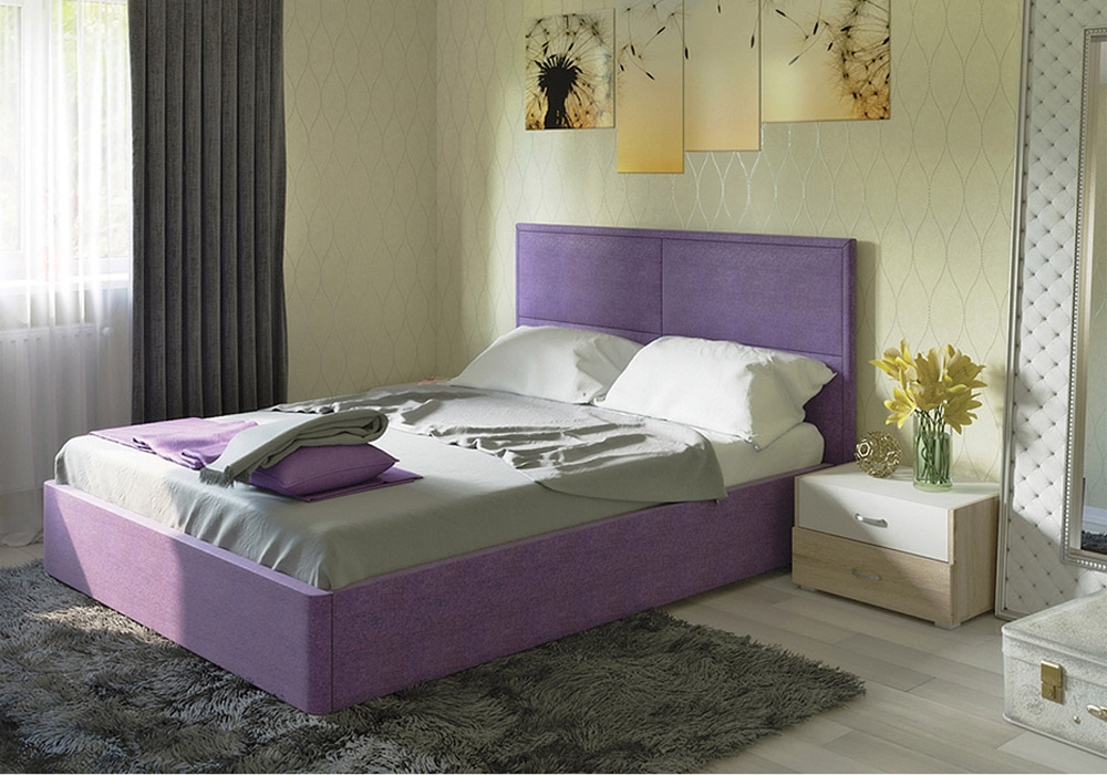 Интерьерная кровать Прага ткань цвета савана виолет (фиолетовый)