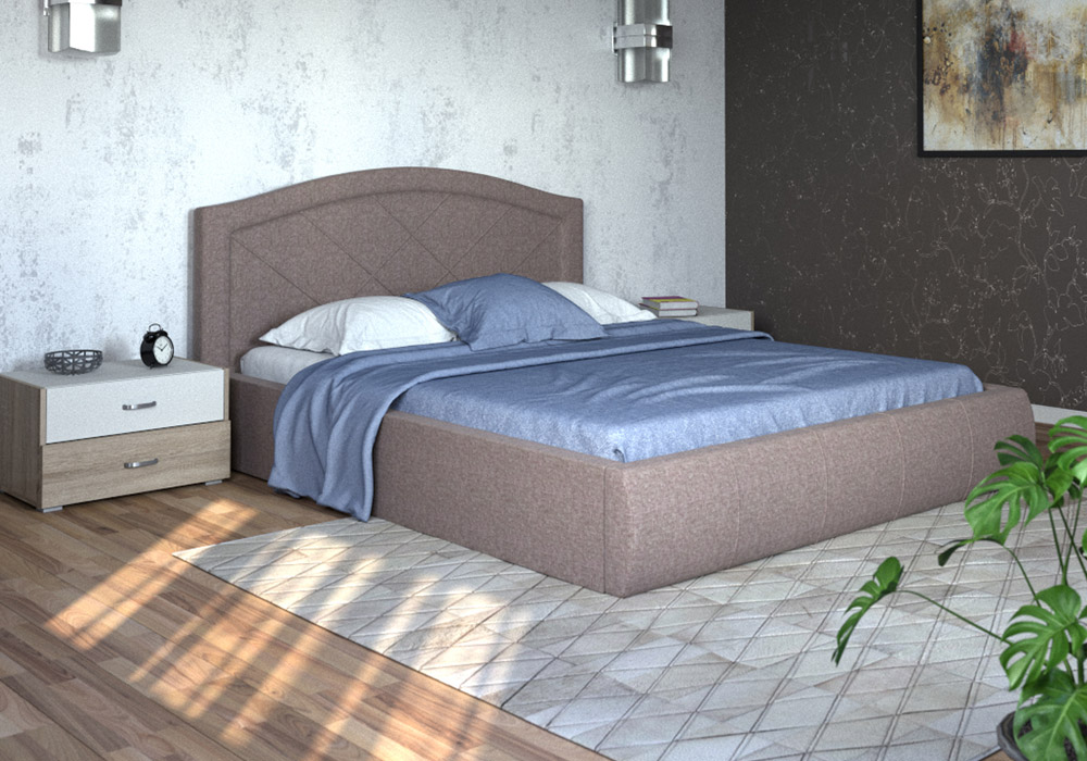 Кровать интерьерная Виго цвет ткани савана латте