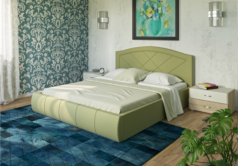Интерьерная кровать Виго цвет ткани савана кэмел (бежевый)