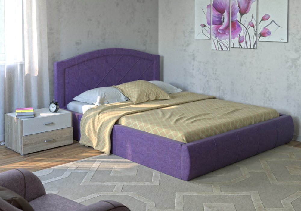 Интерьерная кровать Виго цвет ткани савана виолет (фиолетовый)